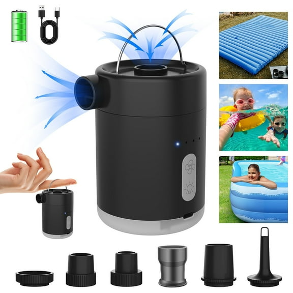Portable Air Pump for Air Mattress, Air Mattress Pump for Inflatables, Quick Fill Inflator Deflator Air Pump Perfect for Outdoor Camping Inflatable Boat Blow Up Pool Water Toy Car Air Bed Pool Floats