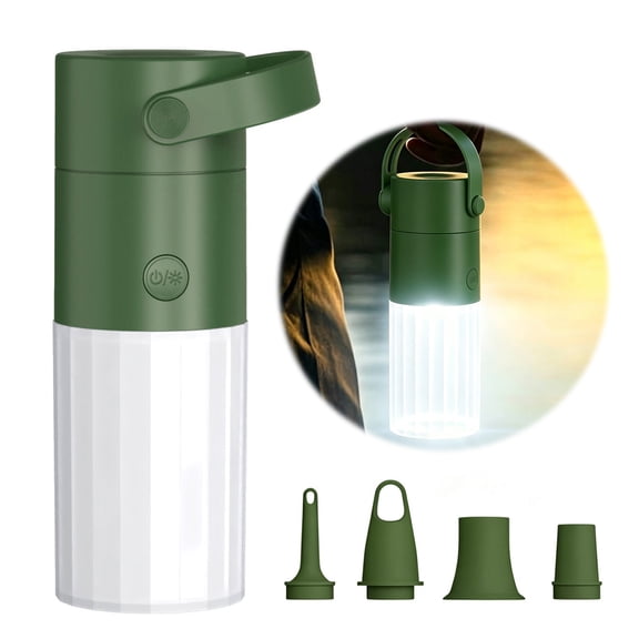 Portable Air Pump with Camping Light & 4 Nozzles USB Rechargeable Air Pump with 2000mAh Battery for Pool Floats Vacuum Storage Bags Outdoor Gear,Green