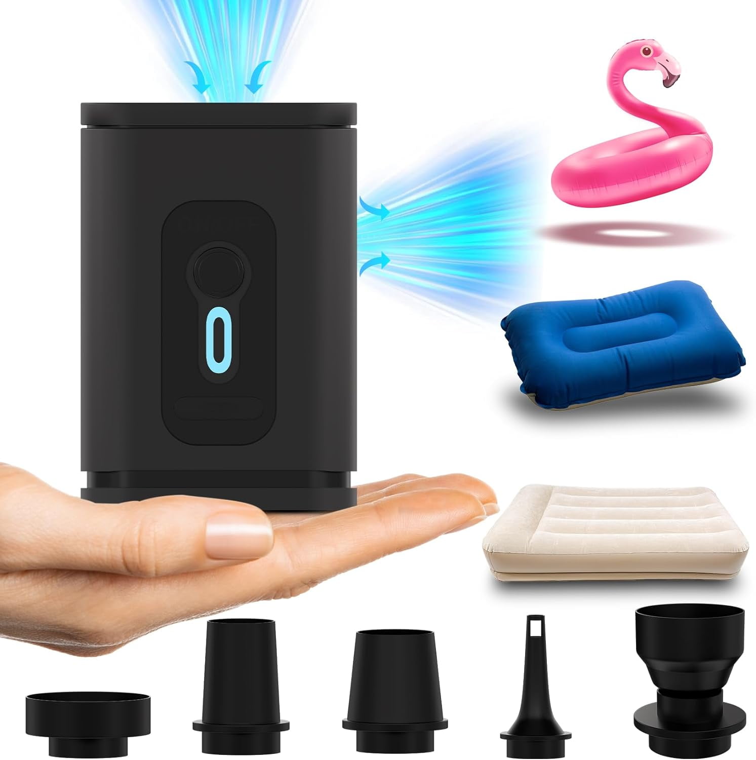 Portable Air Pump for Inflatables - 2400mAH Rechargeable Battery ...