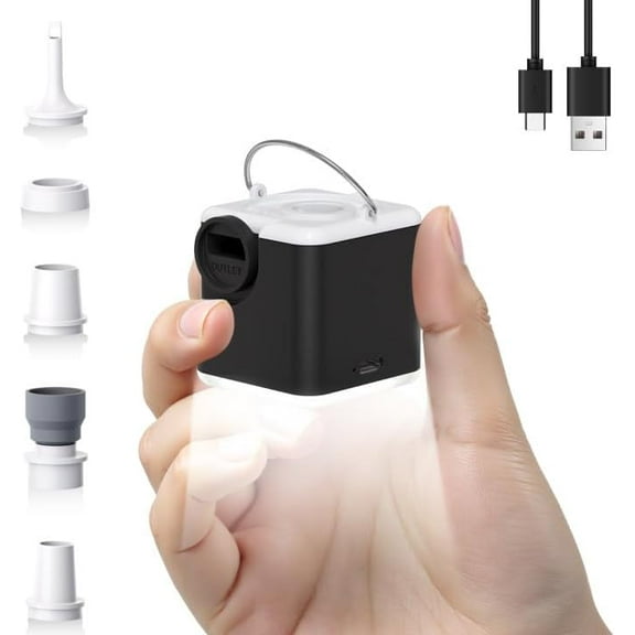 Portable Air Pump for Inflatables, 4.5kPa Mini Air Mattress Pump with Camping Light, 2400mAh Battery Rechargeable Air Pump for Pool Floats, Sleeping Pads, Swimming Ring, Vacuum Storage Bags