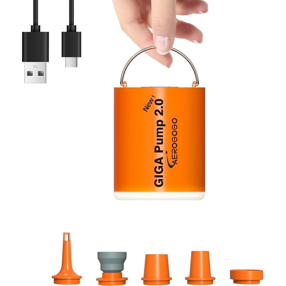 Portable Air Pump for Inflatables, 4kPa Mini Air Mattress Pump with Camping Light, 1300mah Battery Recharable Pump Inflator/Deflator for Swimming Rings, Air Mattress, Pool Float, Vacuum Bags