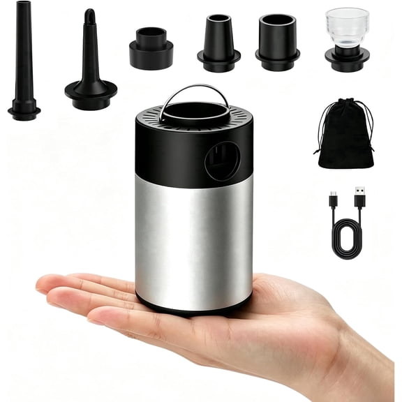 High Pressure Electric Air Pump for Inflatables, 5200mAh Double Battery Cordless Fast Inflate Deflator with 6 Nozzles, 2A Quick Charge for Air Mattress Camping Pool Home