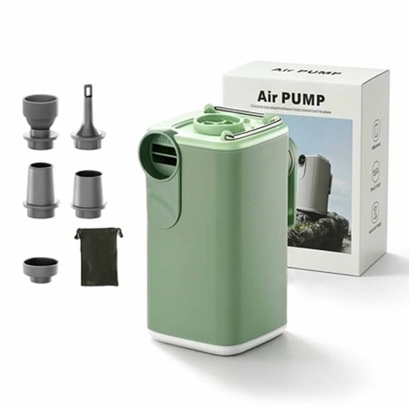 Portable Air Pump for Inflatables with Camping Light, Rechargeable Mini Air Mattress Pump, Inflate & Deflate Air Pump with 5 Nozzles, USB-C Electric Pump for Swimming Pool Floats