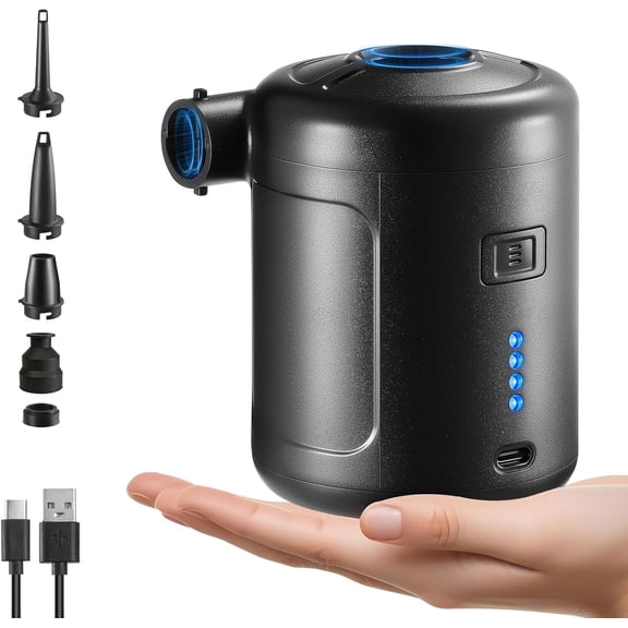 Portable Air Pump for Inflatables, Rechargeable Air Mattress Pump, 400L/min Quick-Fill Inflate & Deflate, 6000mAh Battery Powered Pump for Air Beds, Pool Floats, Vacuum Storage Bags