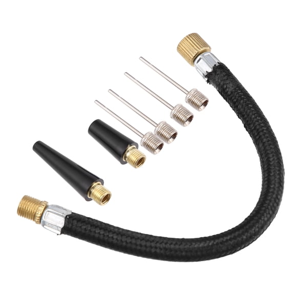 Portable Air Pump with Inflation Needle Tapered Nozzle Extension Hose for Bicycle Wheel Tire Inflator 1 Set