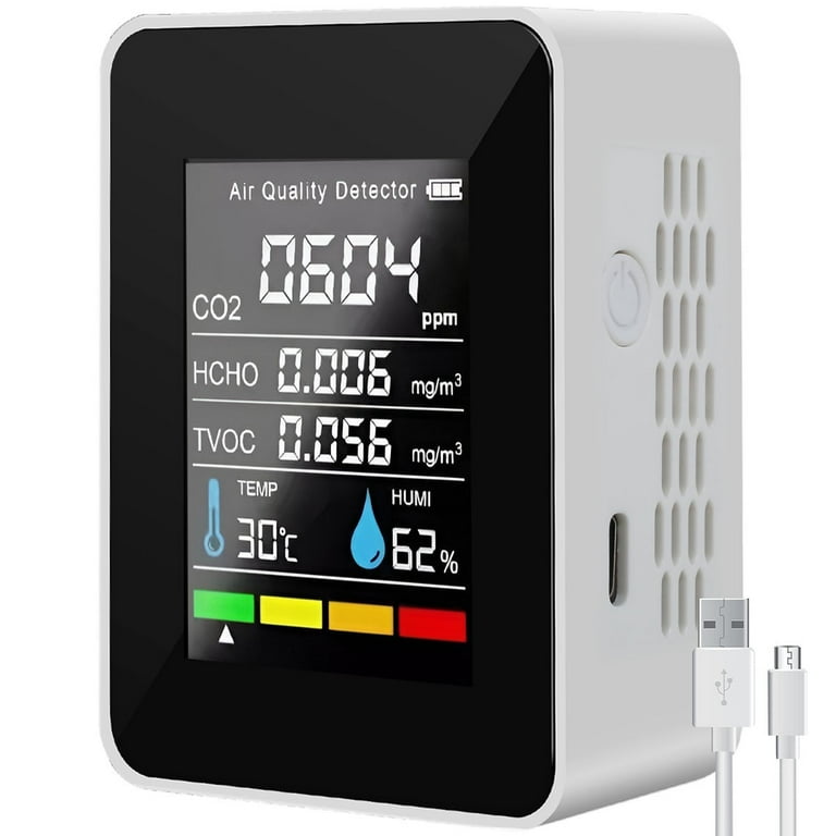 5-in-1 Portable Air Quality Monitor, CO & HCHO Detector