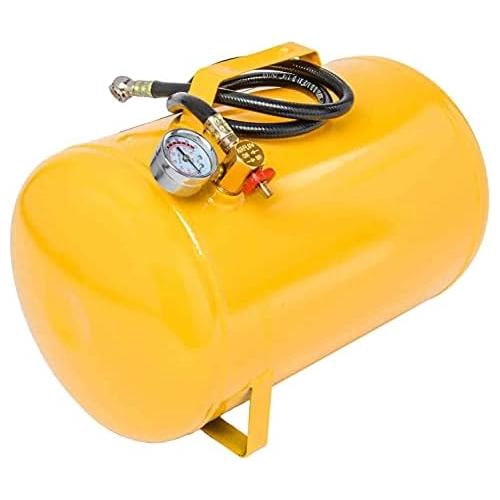Portable Air Tank 125 PSI Pressure Yellow Coated Steel Includes IndustrialGrade Air Hose