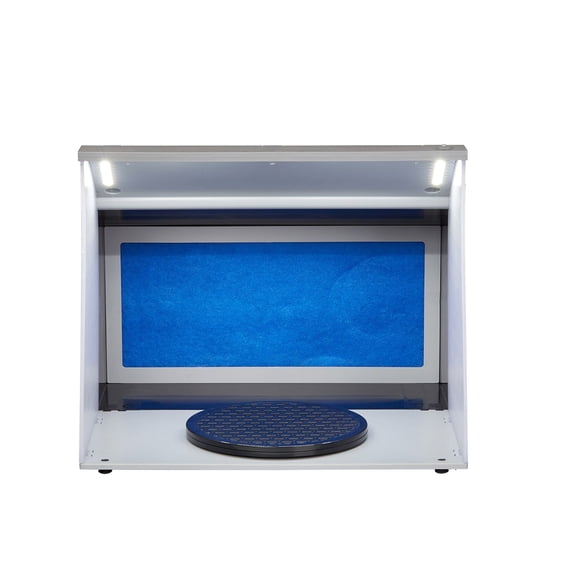 Portable Airbrush Spray Booth Kit with LED Lights, Dual Exhaust Fans&Turntable for Model Painting, Arts and Crafts