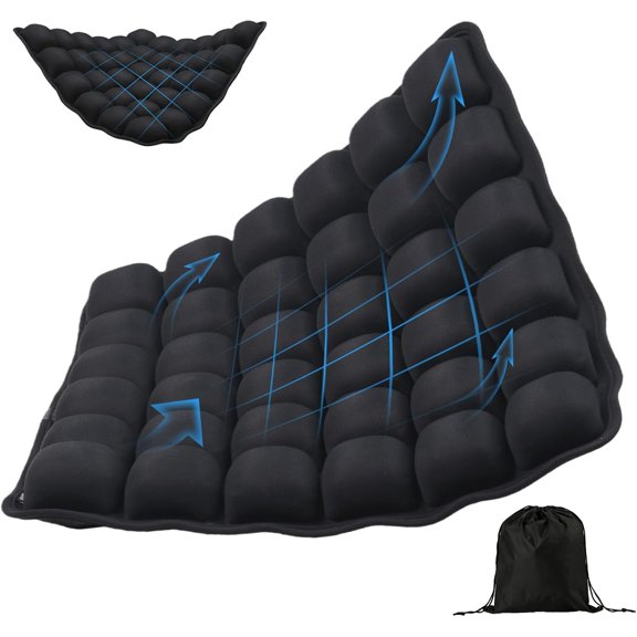 Portable Airplane Seat Cushion Inflatable 3D Air Cell Tech with Built-in Pump, Adjustable Firmness for Back & Tailbone Support, Ideal Long Flights, Office, Car, Wheelchair Comes Carry Bag