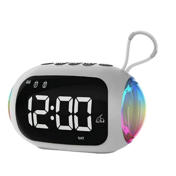 Portable Alarm Clock FM Radio Bluetooth Speakers Colorful Light Subwoofer with Dimming Display Dual Alarm Music Player,B,1 * Alarm Clock FM Radio 1 * USB Cable 1 * Instructions in Chinese and English