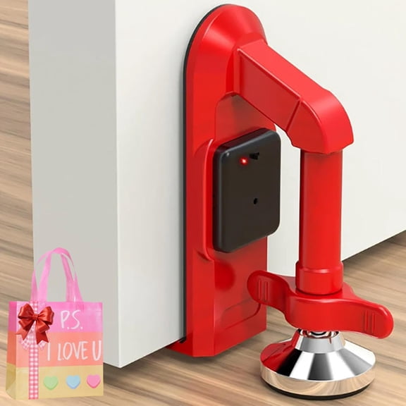 Portable Alarm Door Stopper, Portable Door Jammer, Travel Anti Theft Door Blocker, No Drill Door Stoppers Security for Home, Hotel, Travel, Portable Door Lock for Women, Children (Red)