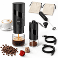 Mini Grinding Machine Set Portable All-in-1 Electric Espresso Machine Set with and Milk Frother ...