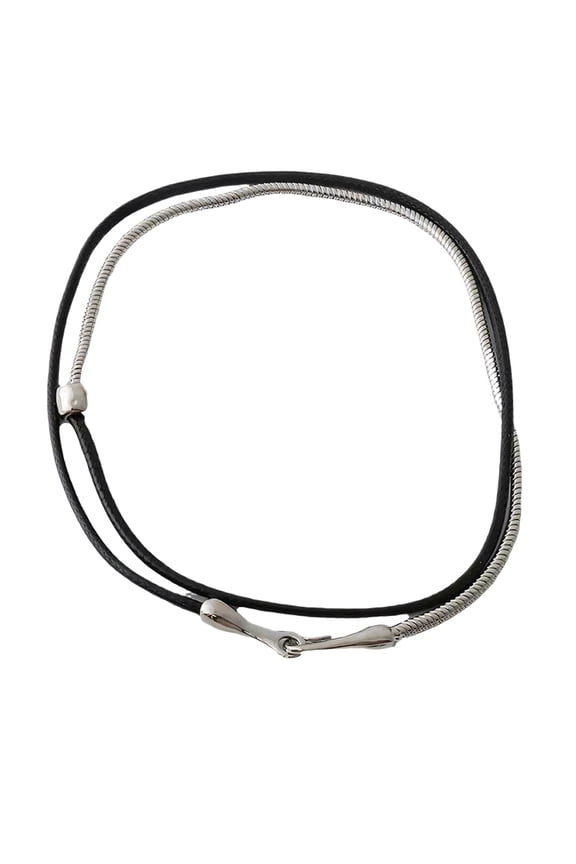 Portable Alloy Leather Rope Snake Bone Chain Necklace Trendy Layer Jewelry