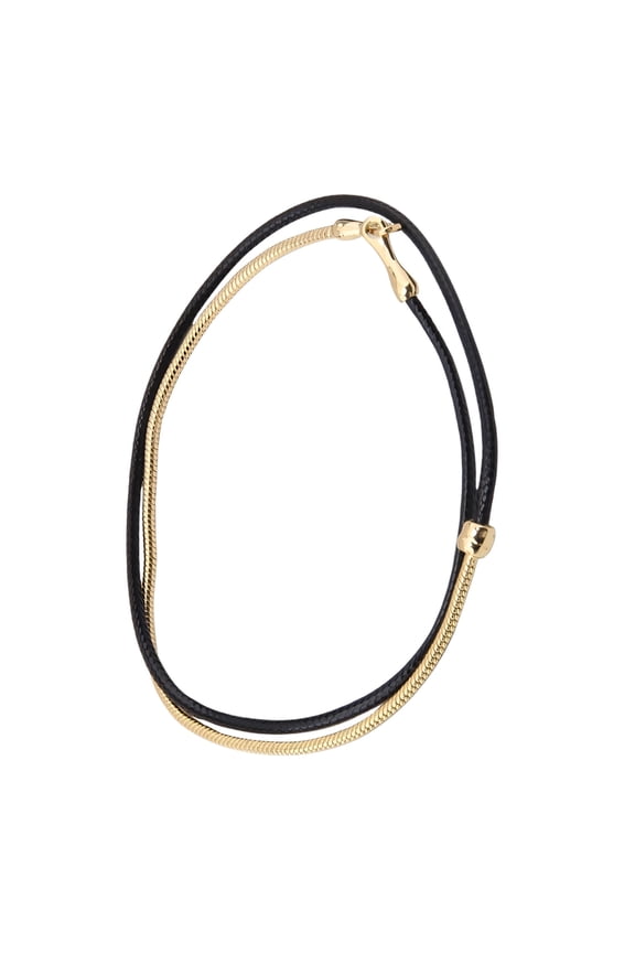 Portable Alloy Leather Rope Snake Bone Chain Necklace Trendy Layer Jewelry