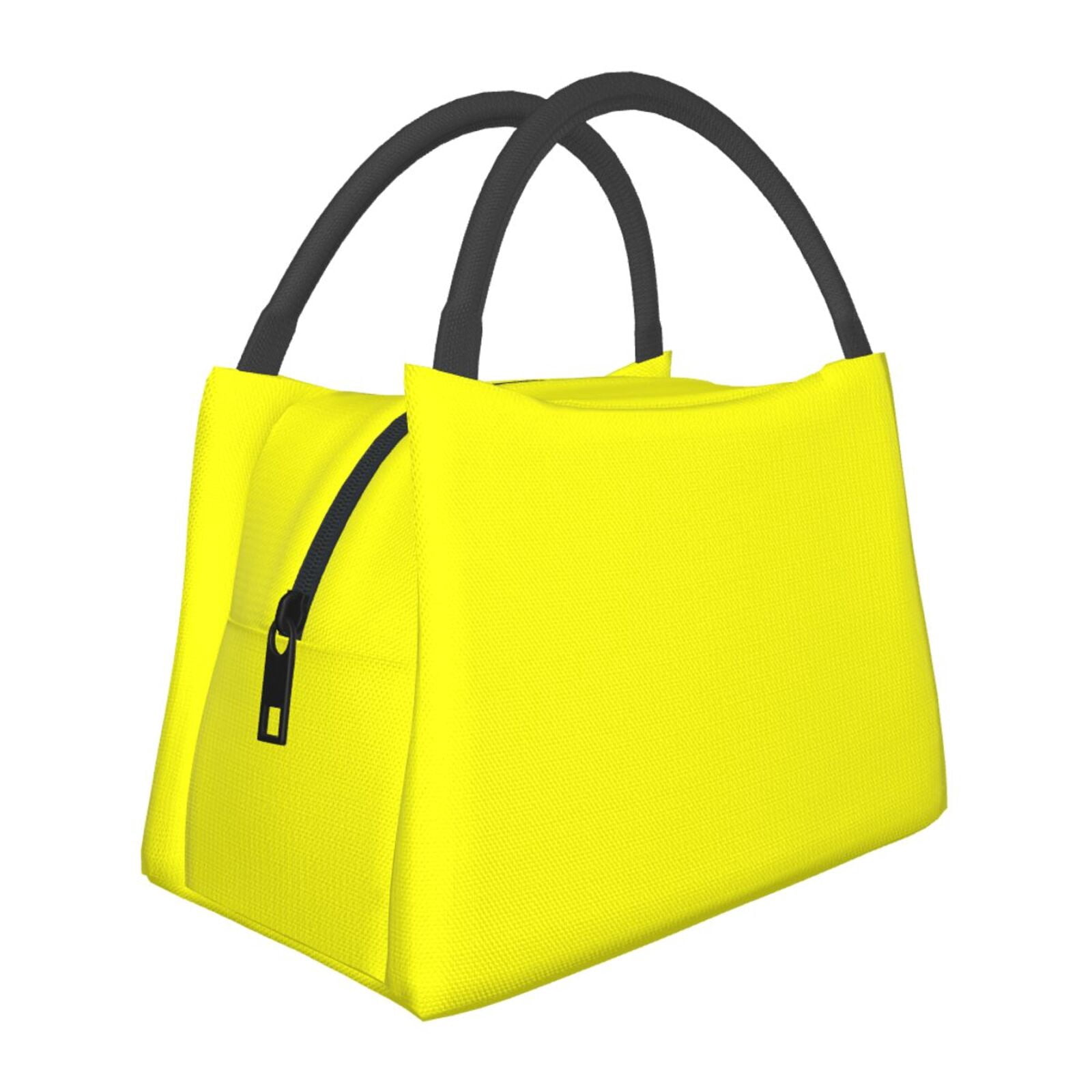 Portable Aluminum Film Insulated Refrigerated Lunch Bag Leak Proof Easy To Clean Folding Easy To Carry Large Capacity Wide Use Lemon Yellow