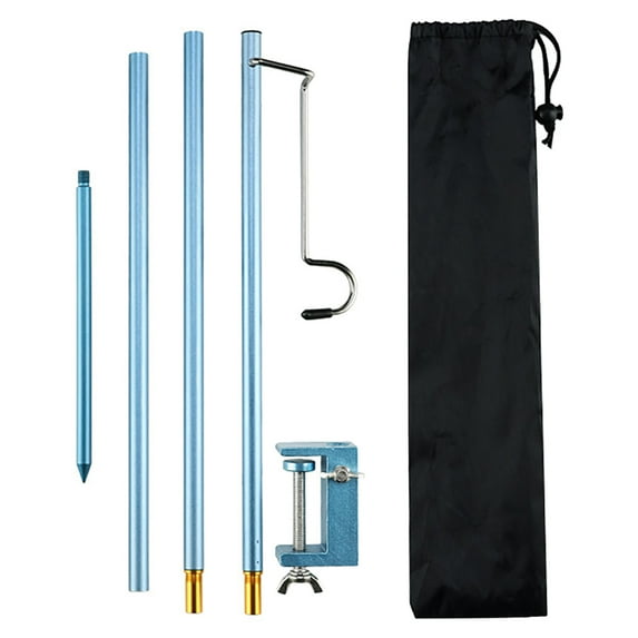 Portable Aluminum Lantern Pole with Stake, Foldable Hanging Light Stand for Camping Hiking Picnic Fishing Bbq Outdoor Use