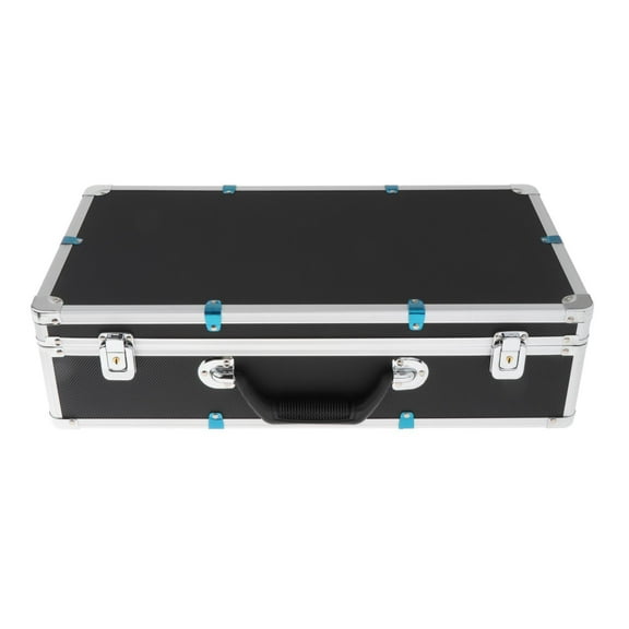 Portable Aluminum Mic Suitcase, Mic Gear Storage Box, Professional Mic Bag EVA Foam Interior Hard Shell for Broadcast Equipment black