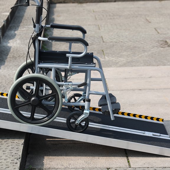 Portable Aluminum Wheelchair Ramp 4ft - 800 lbs Capacity, Non-Slip Folding Mobility Scooter Ramp for Home Steps, Doorways, Curbs, Black