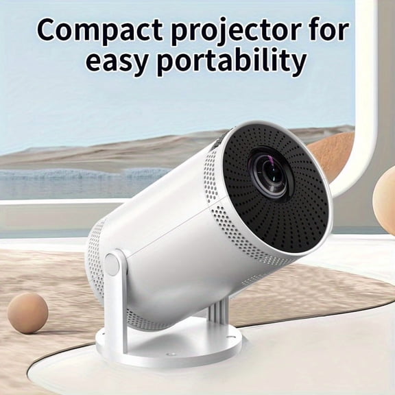 Portable Android Projector 720P Native 200ANSI Lumens WiFi 6 Connectivity Screen Auto Adjustment 180 Degree Rotation Built-in Android 11.0 System