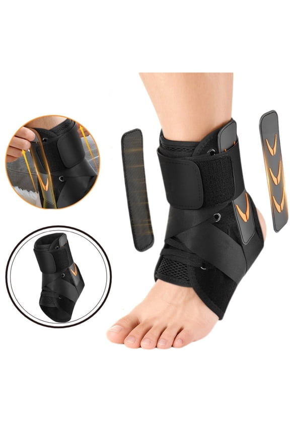 Portable Ankle Brace for Sports & Daily Support, 360° Ankle Wrap with Gel Pads & Figure-8 Strap for Stability, Thin Lightweight Support Fits Inside Shoes for Basketball Running Hiking
