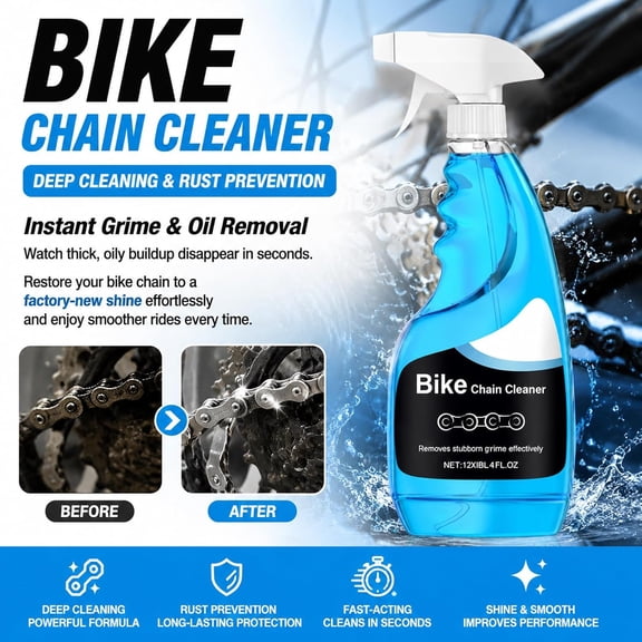 Portable Anti-Rust Bicycle Chain Cleaning Spray, Deep-Cleaning & Rust-Resistant Bicycle Chain Cleaner, Bicycle Chain Cleaning and Degreaser Spray for Mountain, Ebike, Trail (1)