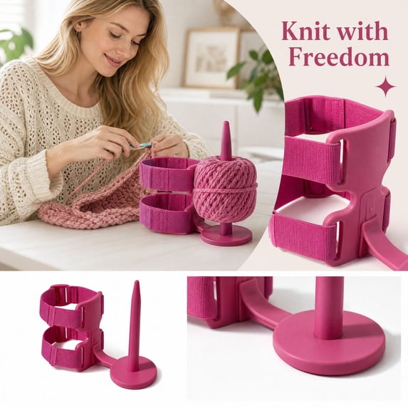 Portable Arm Yarn Holder, Wearable Rotating Yarn Spinner, Adjustable Double Strap Plastic Stand for Crocheting and Knitting, 1 Pc