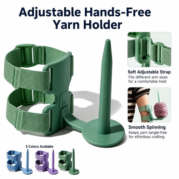 Portable Arm Yarn Holder, Wearable Rotating Yarn Spinner, Adjustable Double Strap Plastic Stand for Crocheting and Knitting, 1 Pc