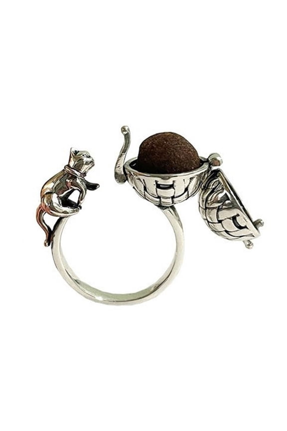 Portable Aromatherapy Pendant Finger Rings Ornament Stainless Steel Rings
