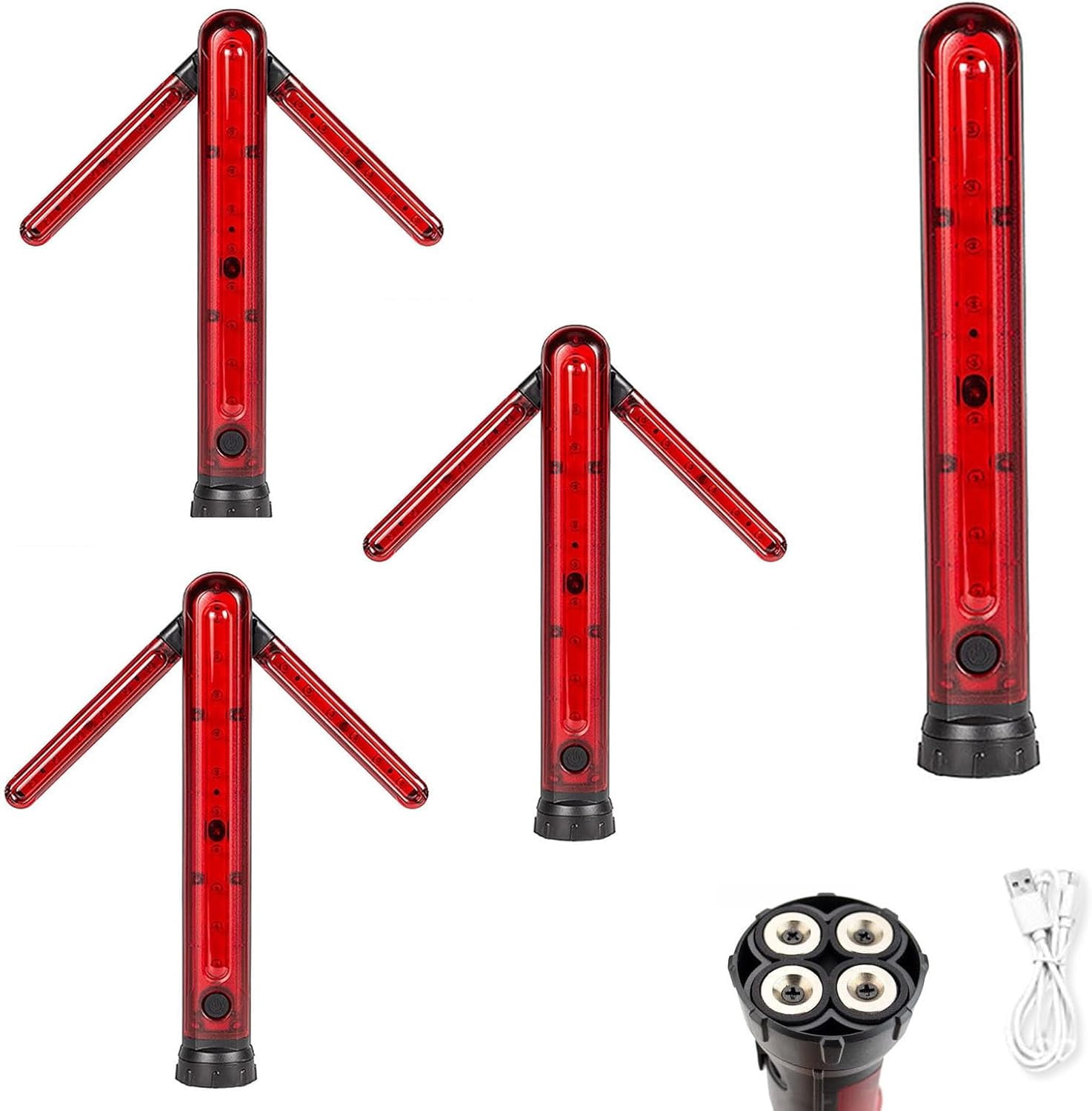 Portable Arrow Safety Light 3-Pack, LED Traffic Wand, 4 Flash Patterns ...