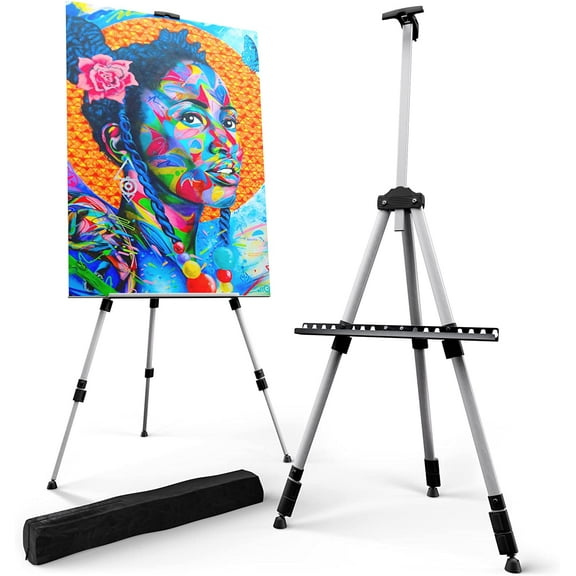 Portable Artist Easel Stand for Painting - Adjustable Height Painting Easel with Bag - Tabletop Art Easel for Painting Canvas Stand, Poster Stand & Wedding Signs Stand - Metal Tripod- 66 inches 2