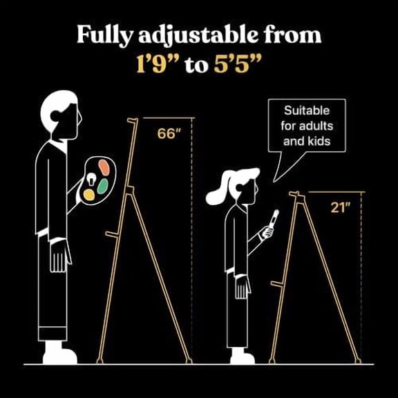 Portable Artist Easel Stand for Painting - Adjustable Height Painting Easel with Bag - Tabletop Art Easel for Painting Canvas Stand, Poster Stand & Wedding Signs Stand - Metal Tripod - 17x66 inches