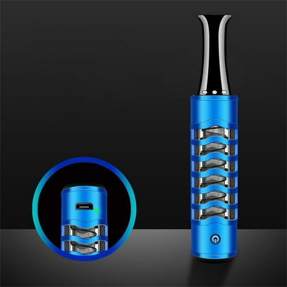 Portable Ashtray, Pocket Ashtray, Smokeless Ashtray For Car, Lazy Cigarette Holder Does Not Drop The Ash, Electric Flameless Lighter, USB Rechargeable Small Ashtray (Blue) 0.86x5.04"