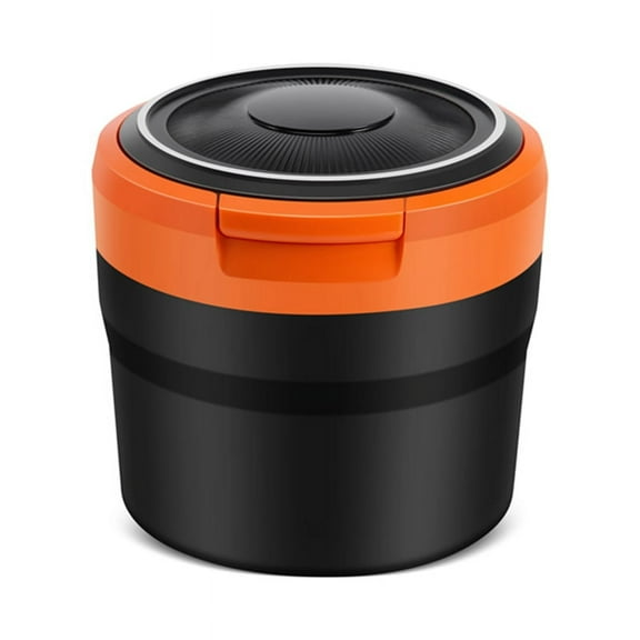 Portable Ashtray with LED Light Auto Cup Holder Ash Tray for Car Smokeless Ashtrays Car Accessories,Black+Orange
