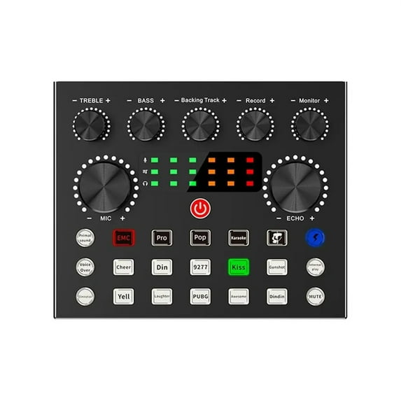 Portable Audio Device V8S Audio Mixer External Sound Card with 10 Sound Effect For Live Streaming PC Computer Phone Broadcasting ,Precision Control