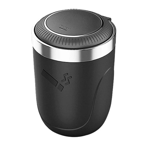 Portable Auto Car Cigarette Ashtray Ash with LED Light Smokeless Stand Cylinder Cup Holder, Easy To Clean (black)