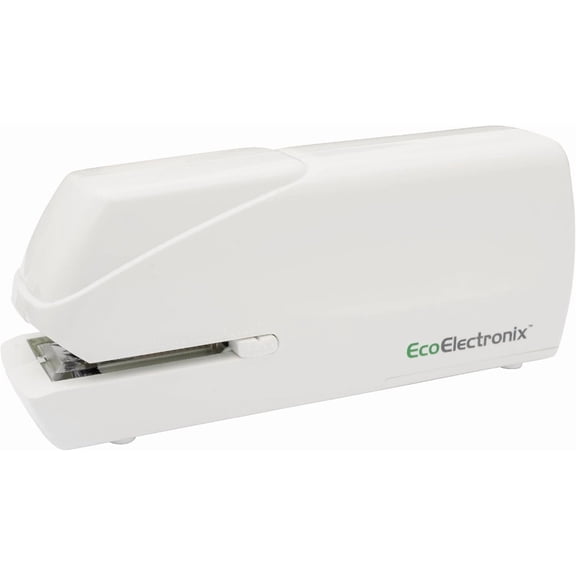 Portable Automatic Electric Stapler Pro - 30 Sheet Capacity, Quiet Operation, Jam-Free and Easy Reload AC Adapter/Battery Powered, (White)
