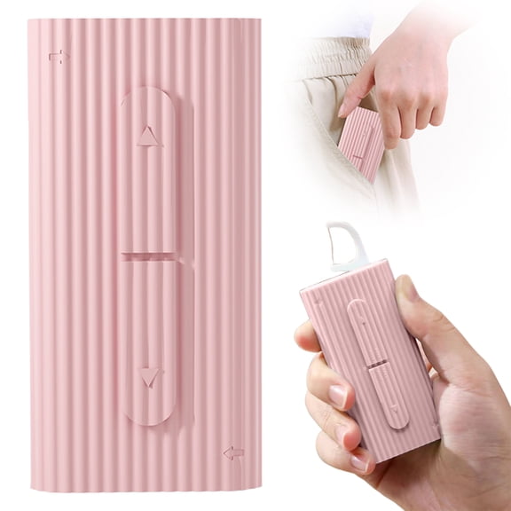 Portable Automatic Floss Dispenser with One-Button Push, Travel Storage Box for Dental Floss Picks, Compact Hygienic Case for Home Office or Outdoor, Pink (1-Pack), By Harlik