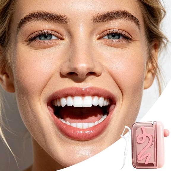 Portable Automatic Floss Pick Dispenser Cute Travel Floss Storage Box with 10pcs Floss Sticks Oral Care Travel Set Hygienic PO*P-Up Function for Teeth Cleaning On-the-Go Dental Hygiene