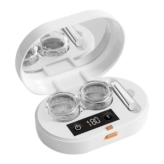 Portable Automatic Lens Cleaner with 360 Vibration and LED Display for Glasses and Eyewear in White