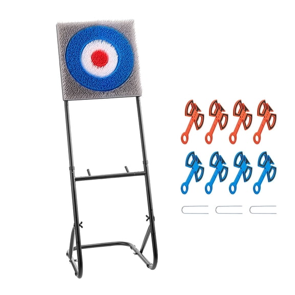 Portable Axe Throwing Set with 8 Plastic Axes&Durable Target, Foldable Steel Frame for Indoor Outdoor Backyard Games, Fun for Adults and .