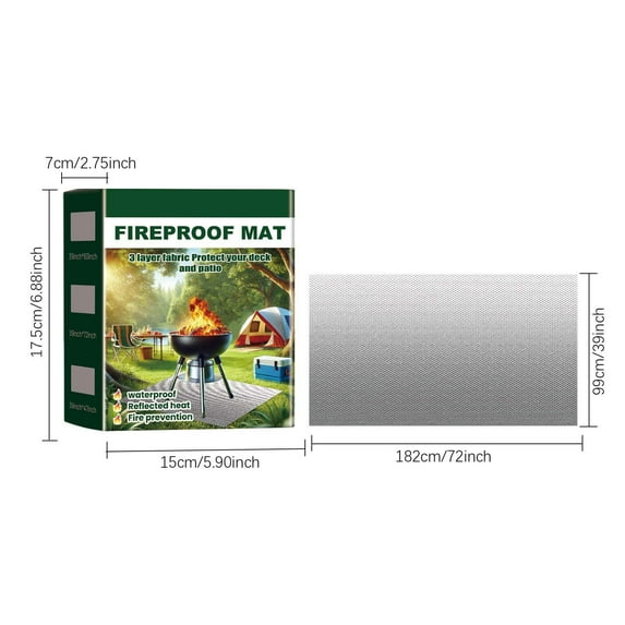 Portable BBQ Fire Mat - Stain & Fire Proof Outdoor Protection for Grills and Stoves - Fire Retardant and Durable Heat Resistant Mat