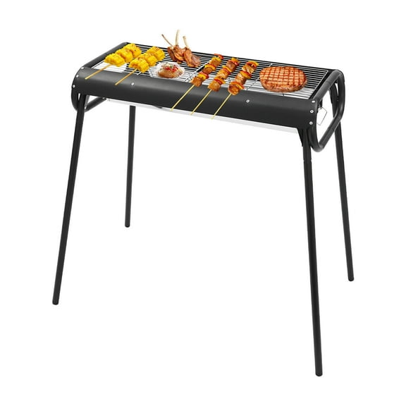 Portable BBQ Griddle Detachable Design  28.74*14.57*32.28 in Portable Charcoal Grill,  Black, Silver Outdoor BBQ Grill