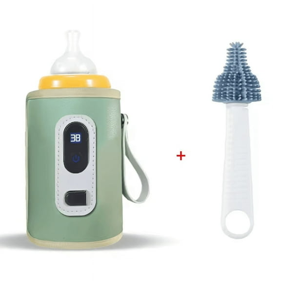 Portable Baby Bottle Warmer, 5 Levels Temperature Adjustment for Home Indoor Outdoor Travel, USB Bottle Warmers by Car for All Bottles for Babies, Green