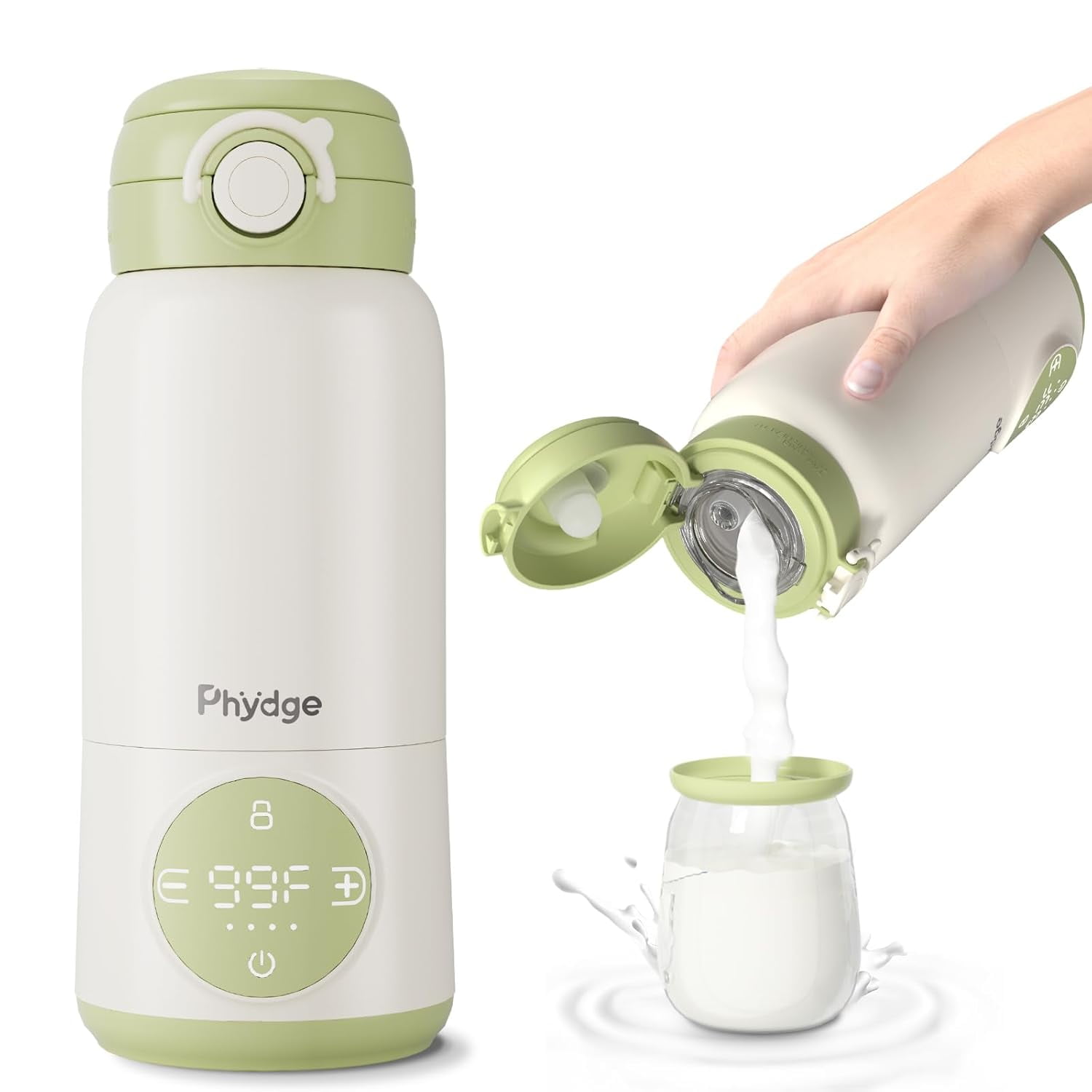 Portable Baby Bottle Warmer for Travel, 15oz Milk & Formula Warmer with Precise Temperature Control, Even Heating & Long Battery Life