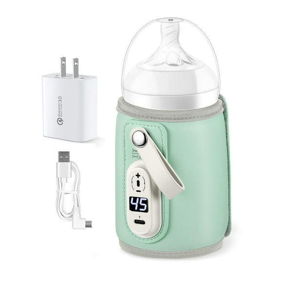 Portable Baby Bottle Warmer with Temperature Control and Display, 18W Quick Charge Warmer Bottle for Home/Family Travel