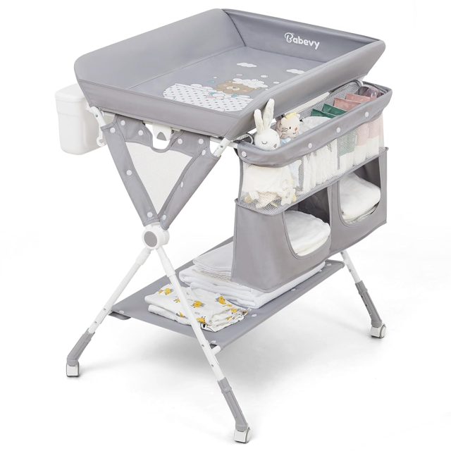 Portable Baby Changing Table Foldable Diaper Change Table with Wheels