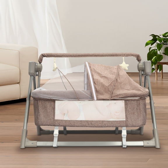 Portable Baby Cradle Swing with 5 Adjustable Speeds, Music & Mosquito Net Foldable, Remote Control, Safe & Comfortable for Infants Up To 36 Months