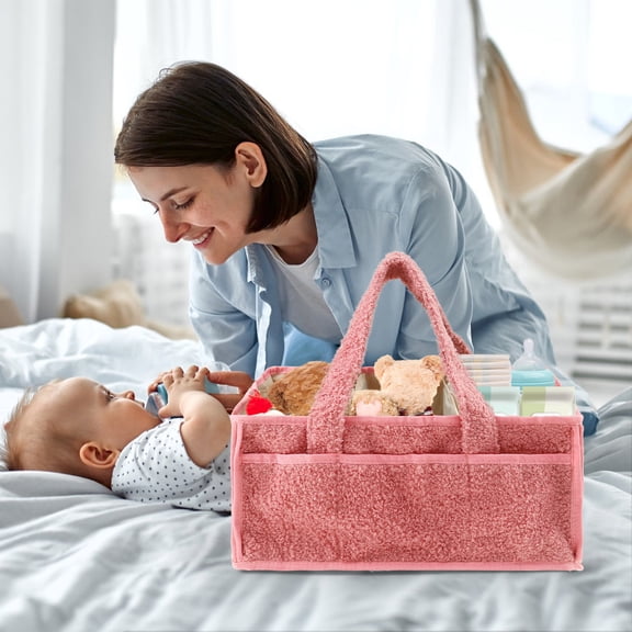 Portable Baby Diaper Caddy Organizer Nappy Caddy Storage Basket with Multi Compartment Enduring Nursery Storage Basket for Newborn Essential
