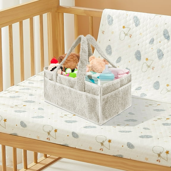 Portable Baby Diaper Caddy Organizer Nappy Caddy Storage Basket with Multi Compartment Enduring Nursery Storage Basket for Newborn Essential