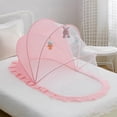 thumbnail image 1 of Portable Baby Mosquito Net Tent with Hanging Toys, Foldable Infant Canopy Bed Netting with Ruffle Trim for Newborns and Toddlers, Travel Nursery Mesh Cover, 49" x 21" x 21", 1 of 3